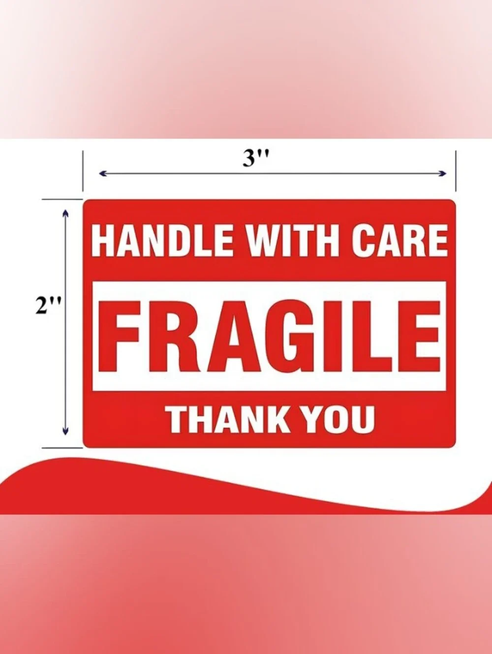 Fragile Handle With Care Red Shipping Labels - Roll 500 Piece